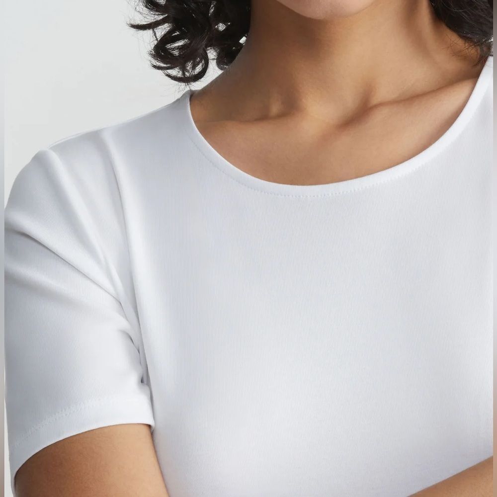 Lafayette 148 NY Cotton Rib Crew Neck T-Shirt 3X White Excellent Condition - Picture 6 of 9